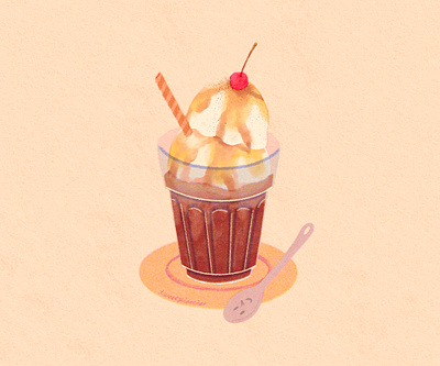 How to survive from Soaring Temperature, 03) Affogato affogato art artwork cherry coffee design dessert food hotsummer icecream illust illustration ipad photoshop plate snack spoon tweetyheather