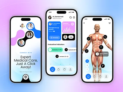 Medical Support Mobile App anatomy app app design clean ui diagnosis app doctor appointment figma design futuristic ui health tech healthcare design healthcare ui hospital app medical app medical interface mobile app mobile ui modern ui telemedicine uiux wellness app
