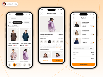 Modern Fashion Shopping App UI Design | Dark & Minimal app design cart screen clean design dribbble shot ecommerce fashion app fashion design fashion store figma ios design minimal ui mobile app mobile ui modern ui product page shopping ui ui concept ui design uiux ux ui
