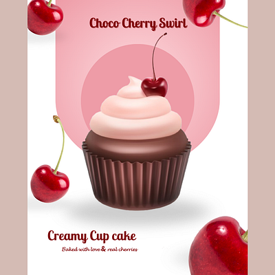 Cherrylicious Delight aestheticposter chococherry colorpalettelove creamycupcake creativedesign cupcakelove designinspiration dessertdesign dribbbledesign foodiegraphics foodposter posterdesign