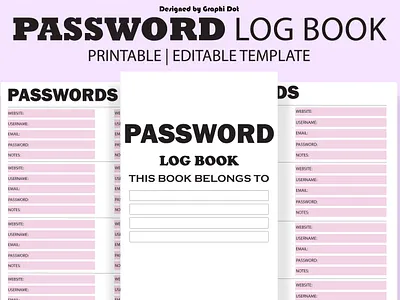 Password Tracker Printable, Password Log website