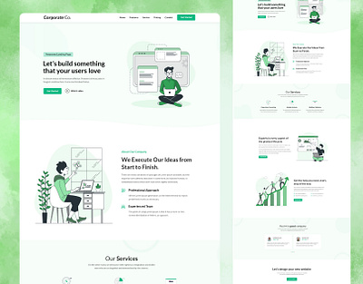 Corporate landing page about us black branding contact contact us corporate landing page design graphic design illustration logo minimal saas ui ui design