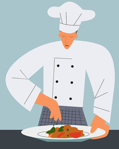 Cook prepares food cook editorial food illustration man meal peoplr