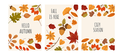 Cozy Fall Set acorn art autumn cute design fall flat design illustration leaves