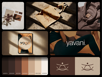 Yavani — Brand Identity Concept apparel brand concept brand system branding clean design color palette design graphic design lifestyle logo minimal modern premium print design stationery studio typography visual identity wellness yoga