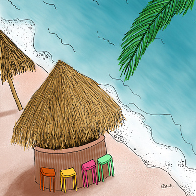 Somewhere sunny and warm apple pencil illustration pen and ink procreate