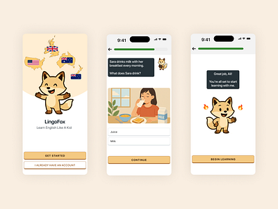 Onboarding Process | English-learning mobile app design application course app education app educational educational app design elearning figma design knowledge learning app learning management system learning platform mobile app design online course online learning ui ux ux design walkthrough