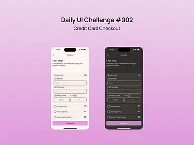 Credit Card Checkout screen | #DailyUI #002 design figma mobile ui ux