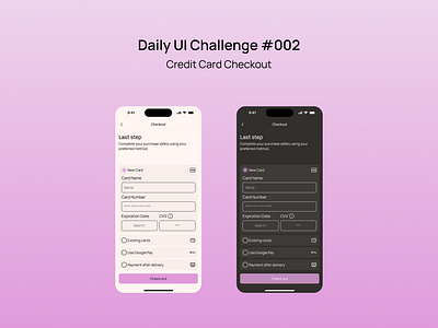 Credit Card Checkout screen | #DailyUI #002 design figma mobile ui ux