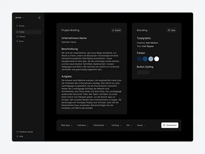AI-Powered Project Briefing SaaS | UI Design Concept ai branding dashboard design design saas saas design software design ui ux webdesign