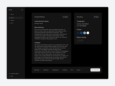 AI-Powered Project Briefing SaaS | UI Design Concept ai branding dashboard design design saas saas design software design ui ux webdesign
