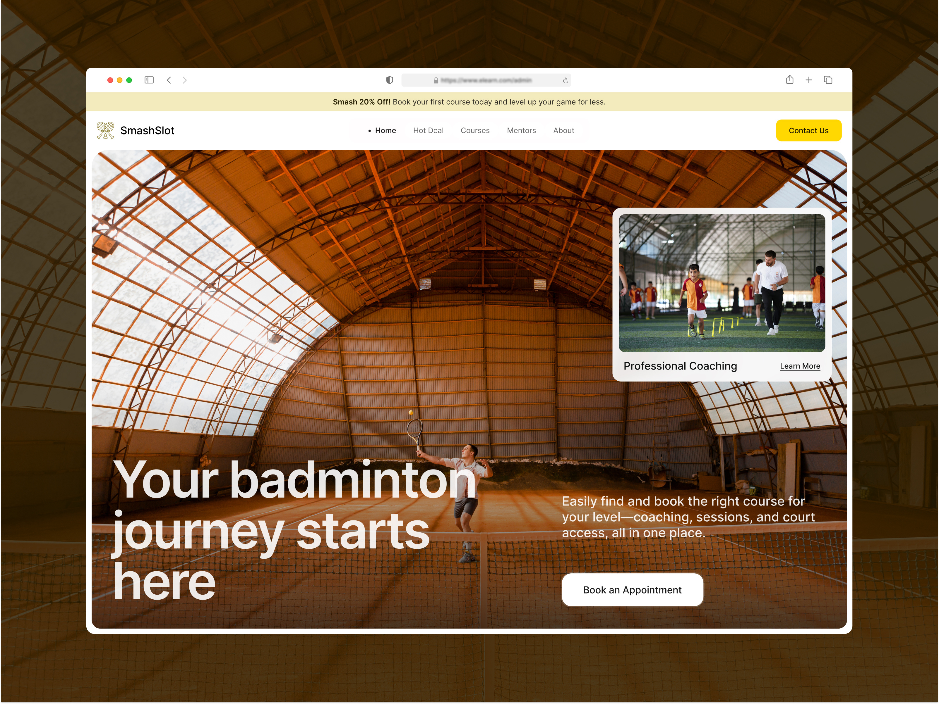 Badminton Club website ui ux design design interface product service startup ui ux web website