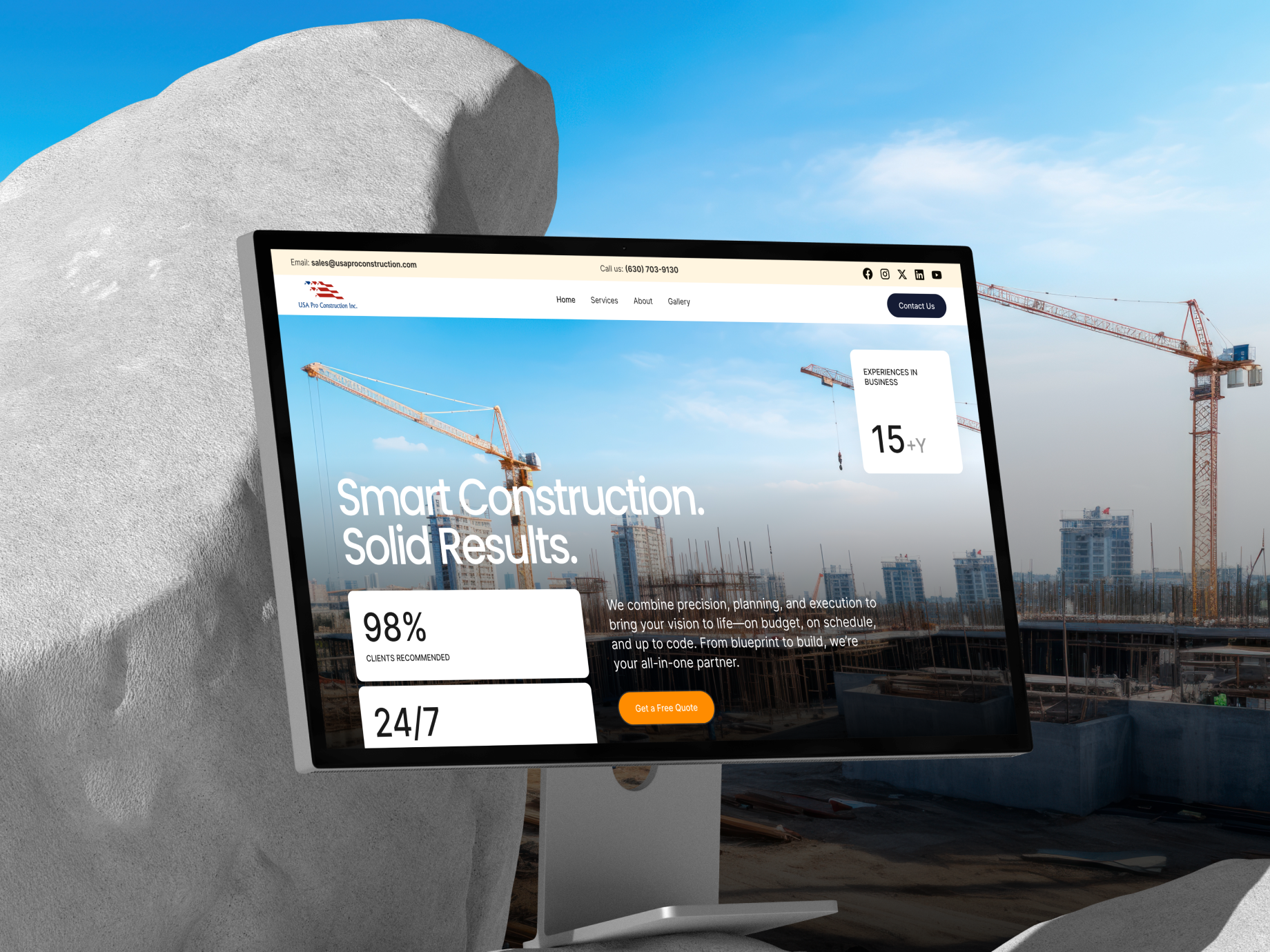 USA Pro construction website redesign design interface product service startup ui ux web website