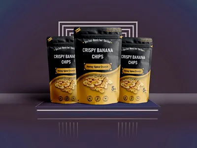 Banana Chips – Bold Flavor, Bold Design banana chips banana pouch packaging dribbbleportfolio healthysnackbranding packaginginspiration pouch pouch packaging pouchdesign