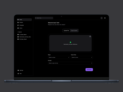 Doc to Video ai app daily ui design document ui video web