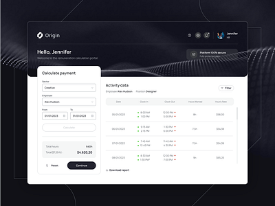 Origin - Dashboard Human Resources Saas calculate dashboard figma graphic design payment saas ui ux
