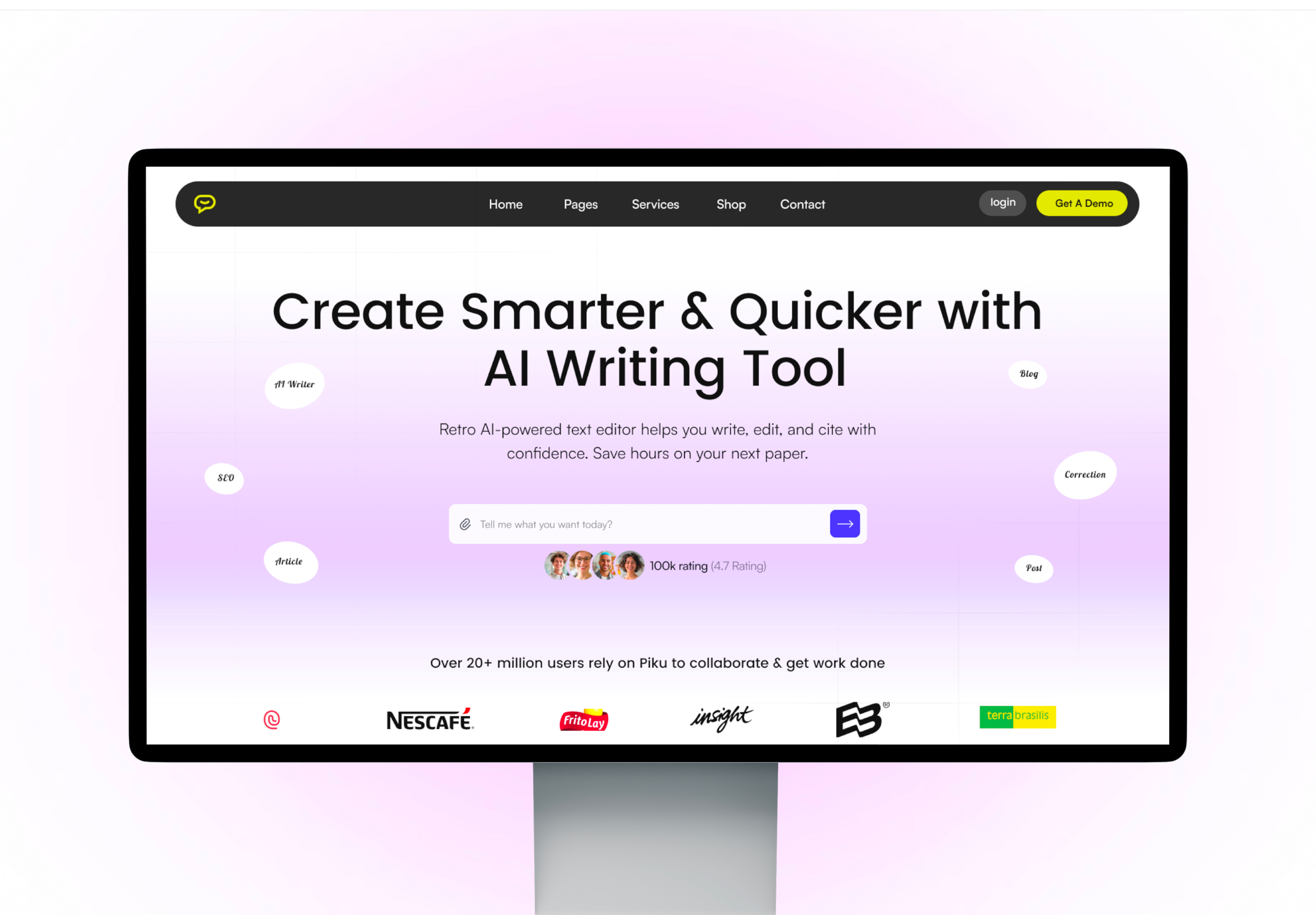 WordShift – AI Writing Tool UI/UX Design 3d animation branding design figma figma design graphic design illustration landing page landing page design modern ui ui design uiux user experience user interface ux design web web design xd