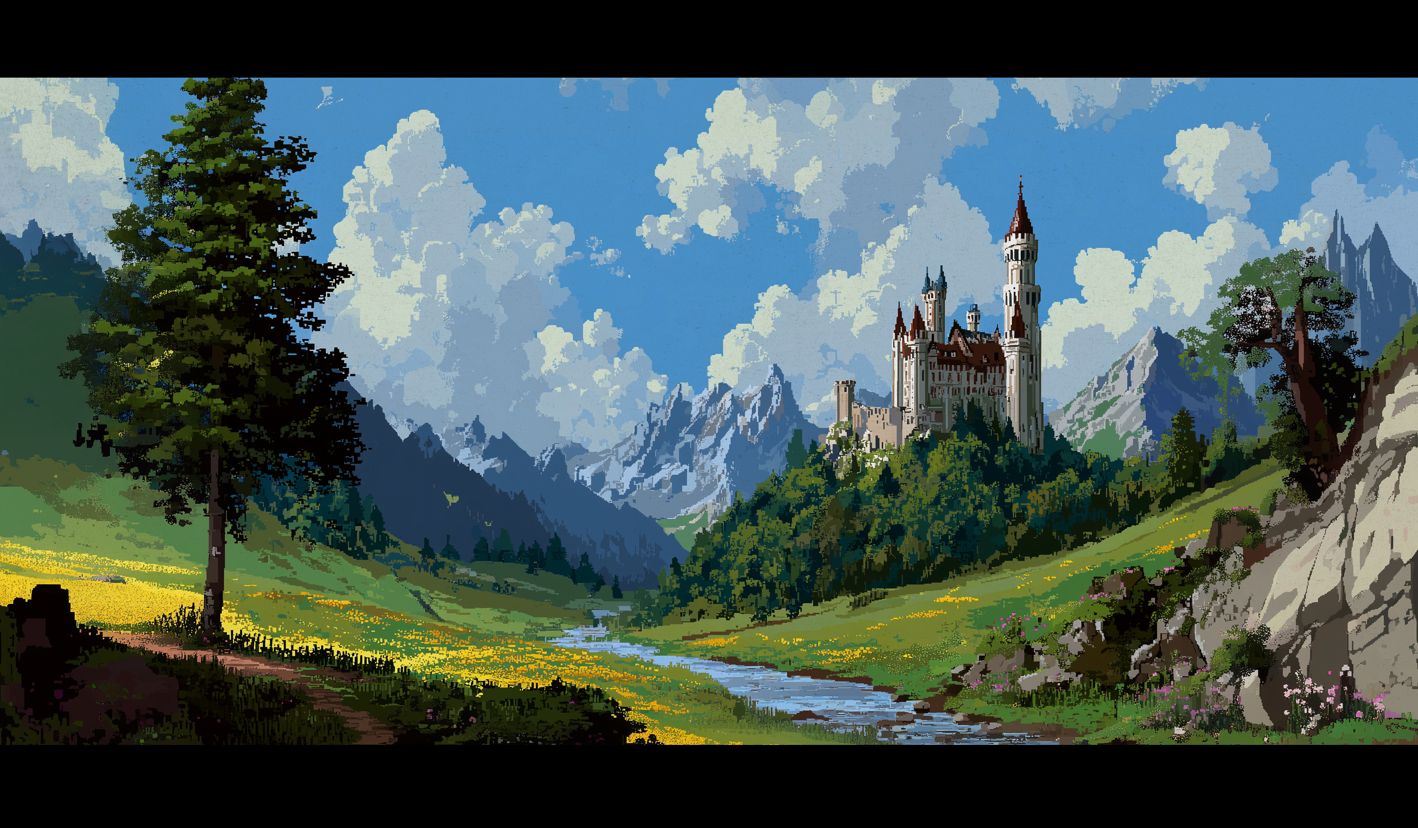 Castle in the mountains 2d animation anime board game branding card castle character design comic concept concept art design digital art fantasy art graphic design illustration illustrator knight manga pixel art