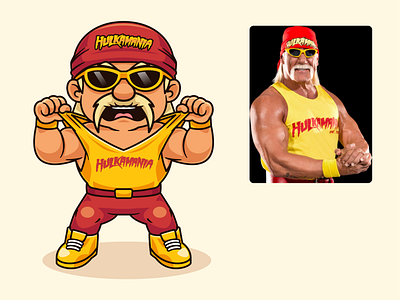 Hulk Hogan Tribute ✨ athlete body branding character doodle fanart fight flat hulk hogan hulkamania icon illustration legend logo man muscle sports wrestler wrestling wwe