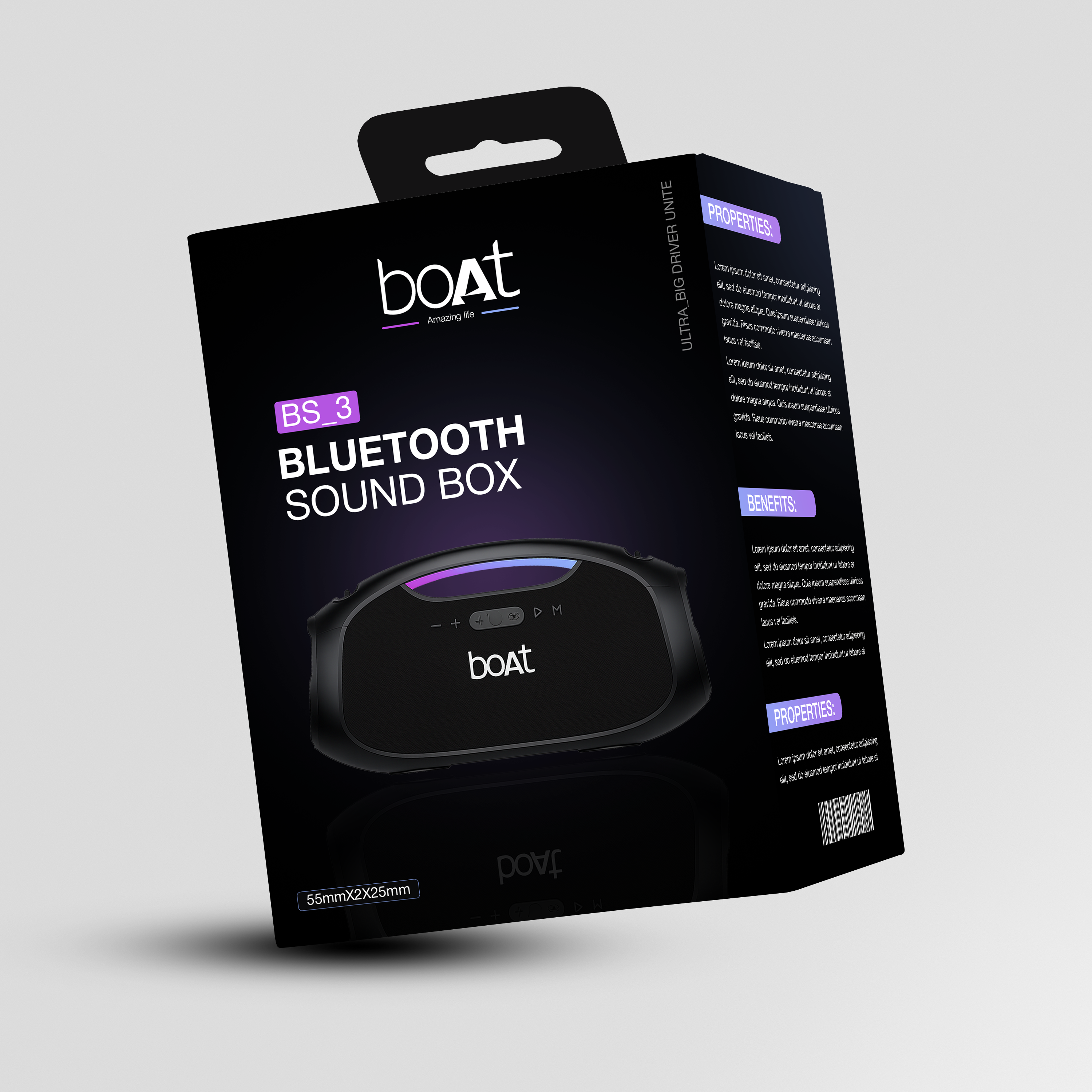 Bluetooth sound box packaging amazon packaging box design branding design graphic design illustration label design packaging design product label