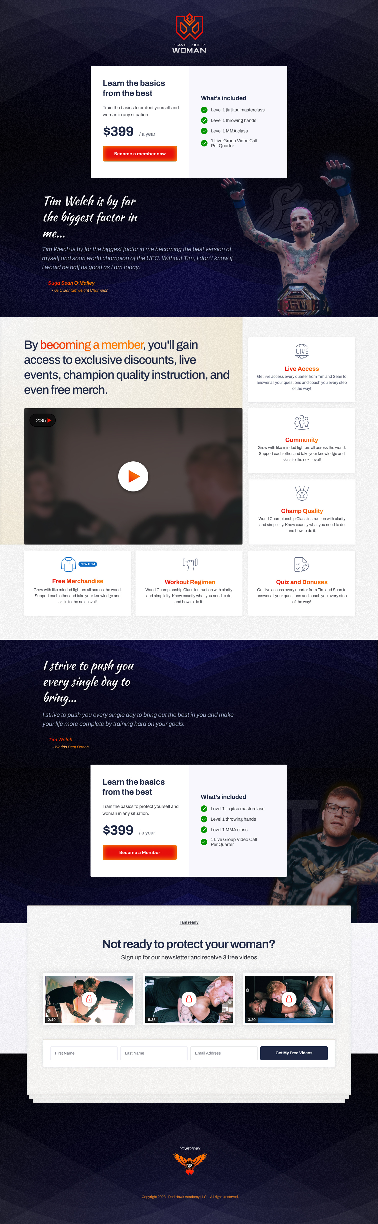 Full landing page SYW email capture landing page logo design saveyourwiman syw ui ux