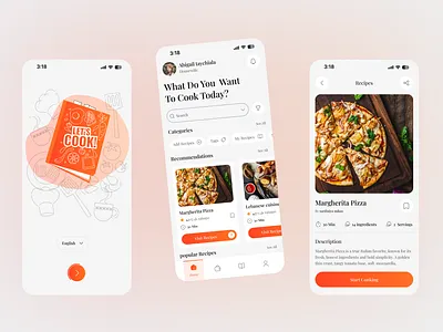 Food Recipe Mobile App app recipes appdesign cook cooking cooking app food recipe app foodapp foodui mobile design recipe recipe app ui uiux ux