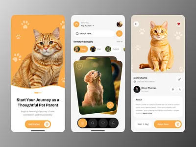 Pet care mobile app - UI design concept adopt android clean ui design dog app figma healthcare ios ios design mobile mobile app mobile design pet care pet care app uiux pet care mobile app petcare pets ui ux design