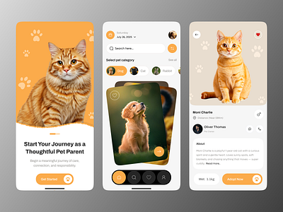 Pet care mobile app - UI design concept adopt android clean ui design dog app figma healthcare ios ios design mobile mobile app mobile design pet care pet care app uiux pet care mobile app petcare pets ui ux design
