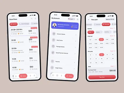 Yaqoot – Internet Provider Mobile App Screen app app design data data plan data usage flexi plan internet mobile app mobile balanc mobile plan mobile recharge network network ui t plan recharge sim sim change sim recharge smart device shopping telecom app