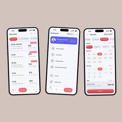 Yaqoot – Internet Provider Mobile App Screen app app design data data plan data usage flexi plan internet mobile app mobile balanc mobile plan mobile recharge network network ui t plan recharge sim sim change sim recharge smart device shopping telecom app