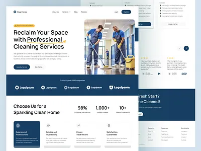 Cleanhome – Home Cleaning Service Landing Page Design booking page design cleaning service landing page cleaning startup landing customer friendly cleaning page deep clean service web ui domestic service platform figma cleaning business layout figma service based ui framer house cleaning template framer service website home cleaning web design home maintenance landing home service landing design local cleaning company site maid service landing page maid website design modern cleaning homepage online booking for cleaners residential cleaning site responsive housekeeping website