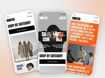 Mobile UI – Hunter Fashion E-commerce ecommerce interface mobile mobile app mobile design popular product service shopping startup store ui ui design ux