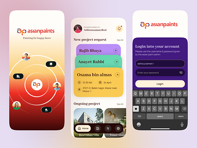 Asian paint mobile app UI/UX design app app design asian color design graphic design mobile modern paint trendy ui ui ux ui design ux
