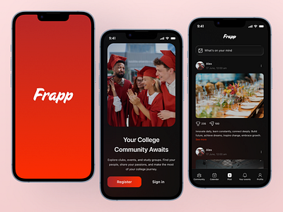 Campus social media app (Dark) app apurba campus mobile app socialmedia ui uiux