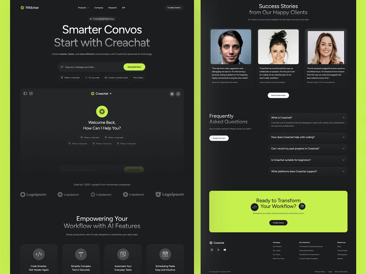 TREEchat – Conversational AI Chatbot Landing Page Design Image 2