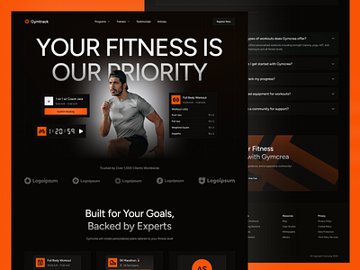 Gymtrack – Performance-Driven Fitness Tracking Landing Page ai agents app based workout landing branding cardio tracker layout figma gym landing page fitness coaching platform fitness landing page fitness startup website framer fitness app design gym performance metrics gym software ui health data landing page mobile fitness app page online fitness saas personal training platform responsive gym website smart health dashboard strength training web ui wearable fitness site workout tracker website