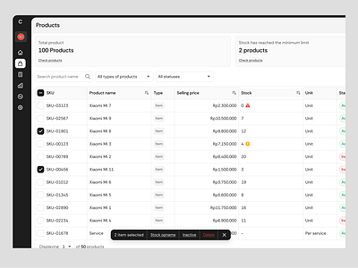 Bulk Action UI – Smarter Multi-Select for Inventory Management app design bulk action bulk action ui bulk row inventory management inventory table inventory ui multi select multi select table saas saas design table bulk action table selection ui design uiux web app design web design