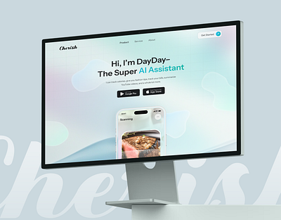 Calories Tracker AI App Landing Page ai assistant app design clean work daily assistant futuristic health tracker landing page landing page design landing page ui mobile ui productivity scanner app website
