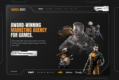 Award Winning Marketing Agency For Games Landing Page agency agency website app design branding ecommerce game agency website ui design game design game startup game ui ux gaming landing page gaming marketing gaming website landing page graphic design marketing agency responsive design ui ui design ui ux ux web design