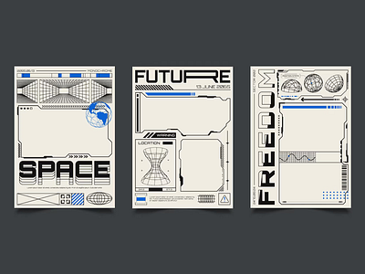 Sci-Fi Blueprint Poster Set blueprint brand brand identity branding data design future futuristic futuristic poster graphic design logo logo design poster sci fi sci fi blueprint tech technology typography