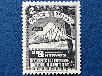 Ecuador Airmail Stamp 1939 blue and white brand identity branding branding concept design ecuador historical retro retro stamp retro style stamp stamp design typo typography vintage vintage stamp