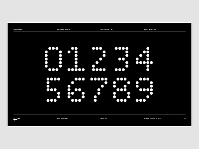 Nike Football Digital Font Specimen black black and white brand guidelines clean clean design dark dark background dark tone design graphic design modern nike nike football numbers typo typography visual identity