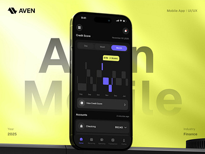 Aven – Finance Mobile App UI/UX Design app app design banking clean digital digital bank d finance financial fintech invest manage mobile app mobile app design mony payment saving tranesfer ui