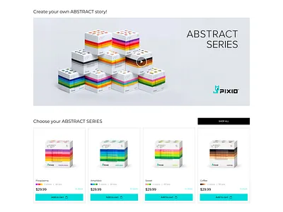 PIXIO® Store / Banner + Cards minimal phygital pixel pixio shop store web