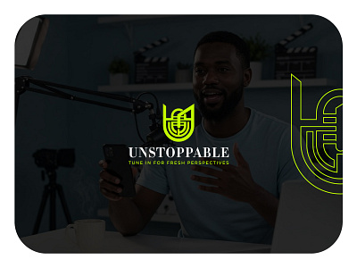 Podcast Logo and brand identity Design brand book brand identity design brand kit branding design female podcast logo gradeint iconic identity illustration logo logo design mic logo microphone logo modern podcast logo studio logo u logo unstoppable