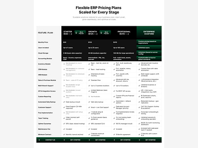 Pricing Plan - ERP business company profile design exploration featured landing page layout plan premium pricing pricing design pricing plan scale table ui uidesign uiuxdesign web web design website