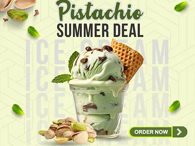 Social Media Post - Ice cream Deal banner branding design facebook post graphic design ice cream illustration instagram post order design order now pistachio social social media social media post summer deal ui ui design uiux