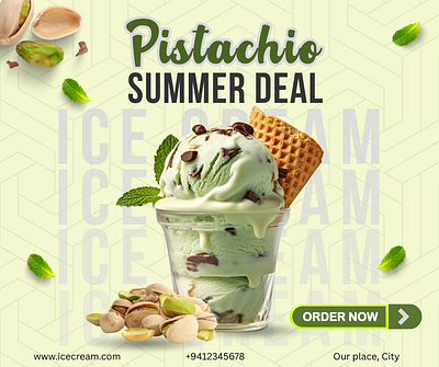 Social Media Post - Ice cream Deal banner branding design facebook post graphic design ice cream illustration instagram post order design order now pistachio social social media social media post summer deal ui ui design uiux