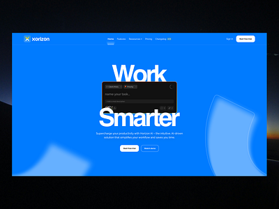 Horizon AI - HEROFOLIO 2025 creative interface hero section home screen horizon landing page productivity task to do to do list ui ux website