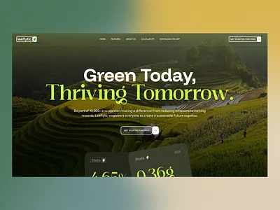 Leaflytic - HEROFOLIO 2025 carbon eco footprint green hero section home page landing page leaf ui ux website